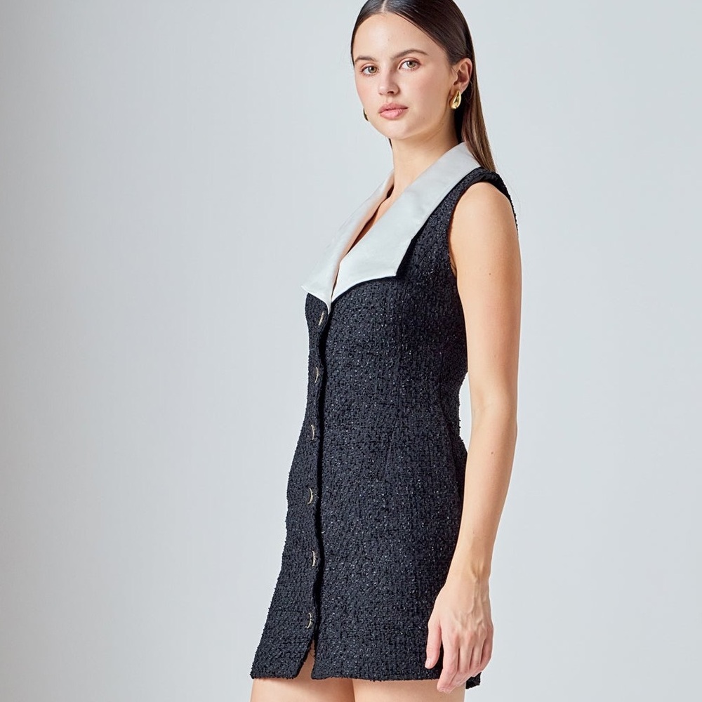 Nwt‎ black endless rose Anthropologie sleeveless tweed dress nwt - Picture 5 of 17